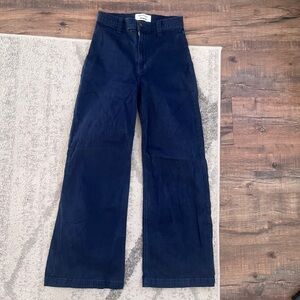 Reformation Navy Wide-Leg Pants